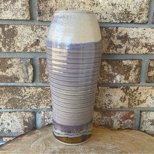 Artisan Pottery Vase John Margerum Purple & Tan 12” Tall Gorgeous!